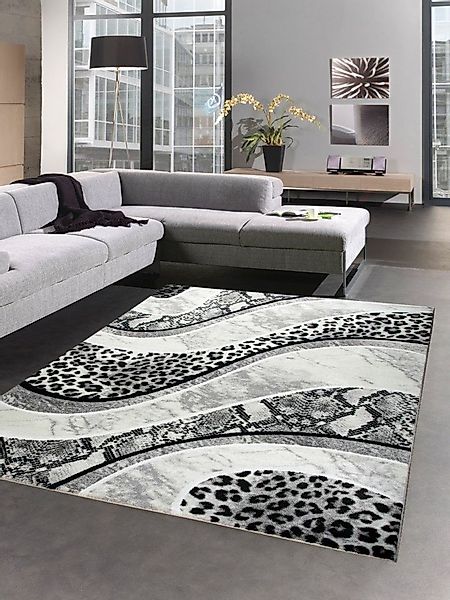 Carpetia Teppich Designer Teppich Wohnzimmerteppich Leopard creme grau schw günstig online kaufen