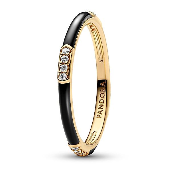 Pandora Fingerring Schwarze Emaille und Steine günstig online kaufen