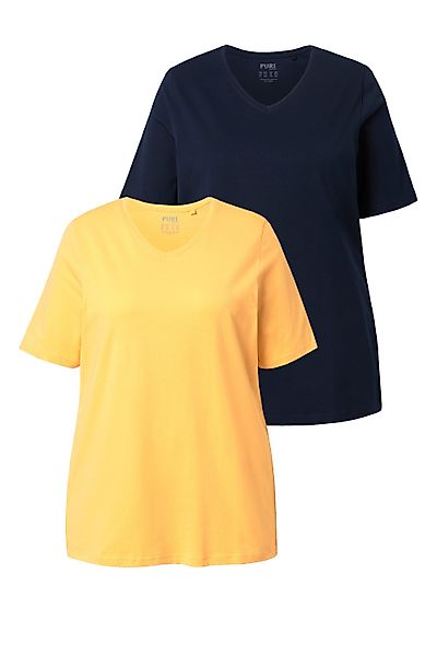 Ulla Popken T-Shirt T-Shirts 2er-Pack V-Ausschnitt günstig online kaufen