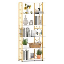 COSTWAY Bücherregal, geometrisches Standregal, 6-stöckig, Metallrahmen günstig online kaufen