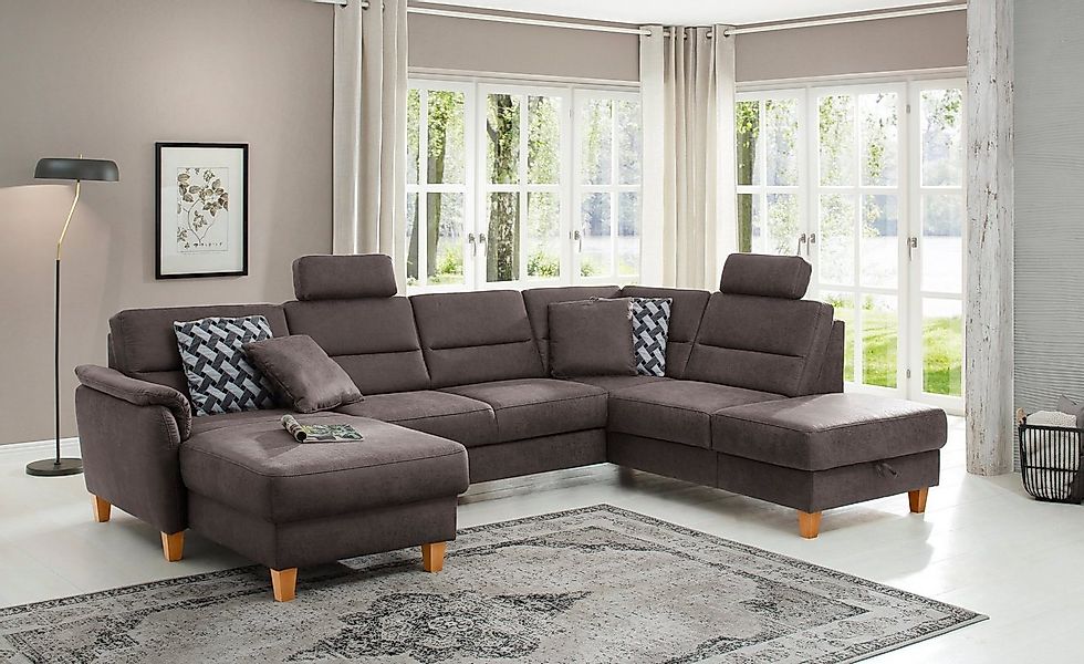 Home affaire Wohnlandschaft "Palmera U-Form, B: 308 cm" optional Bettfunkti günstig online kaufen
