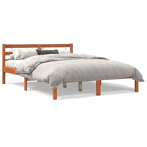 vidaXL Bettgestell, Massivholzbett Wachsbraun 140x190 cm Kiefer günstig online kaufen