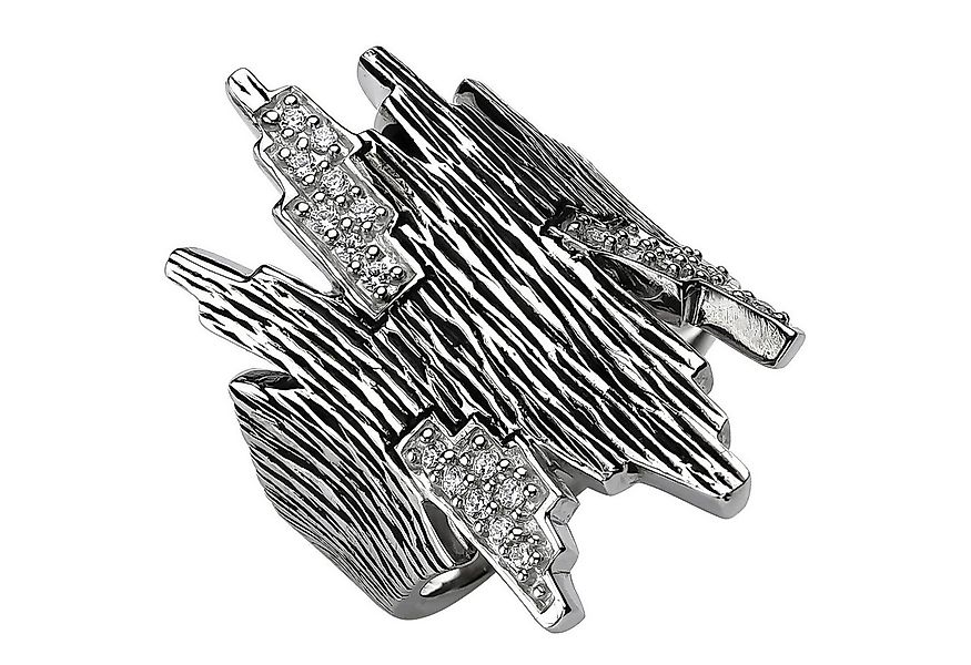 Schmuck Krone Silberring Ring aus 925 Silber geschwärzt 24 Zirkonia, Silber günstig online kaufen