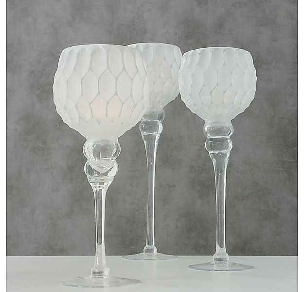 BOLTZE GRUPPE GmbH Windlicht Windlicht Manou Glas lackiert silber-weiß 3er günstig online kaufen