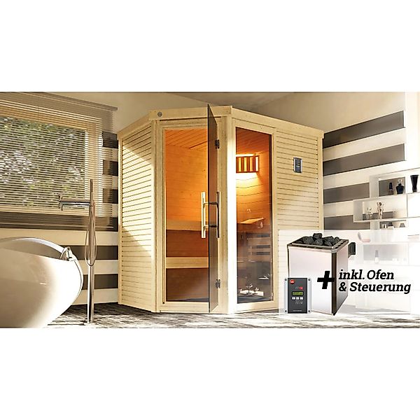 Weka Designsauna Cubilis 2 Rundumsorglospaket 7,5 kW OS Saunaleuchtenset günstig online kaufen