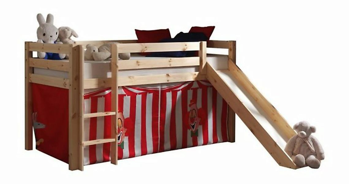 Natur24 Kinderbett Spielbett mit Rutsche Pino Kiefer massiv 90x200cm günstig online kaufen