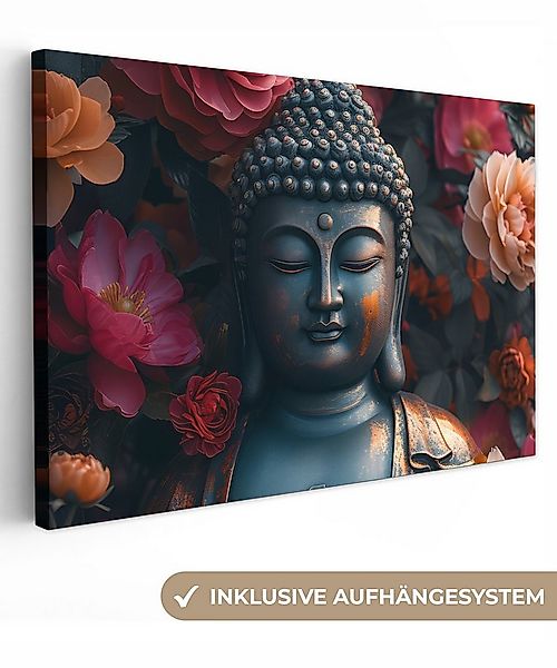 OneMillionCanvasses® Leinwandbild Buddha - Blumen - Bild - Kunst, Fotodruck günstig online kaufen