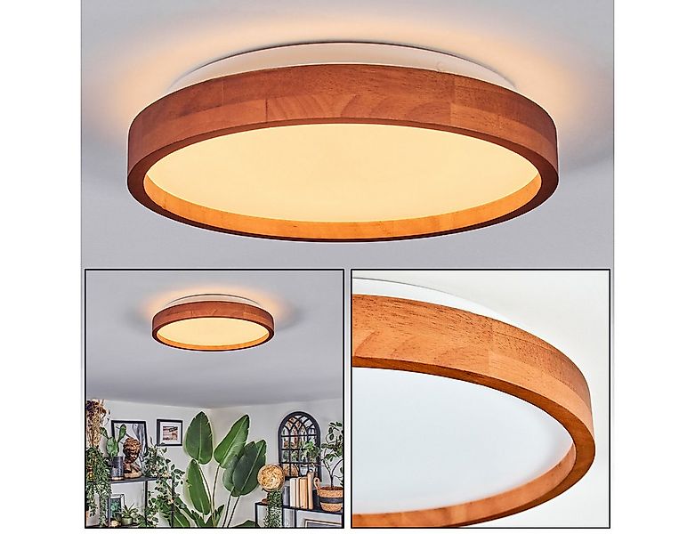 hofstein Deckenleuchte Deckenlampe aus Metall/Holz/Kunststoff in Dunkelbrau günstig online kaufen