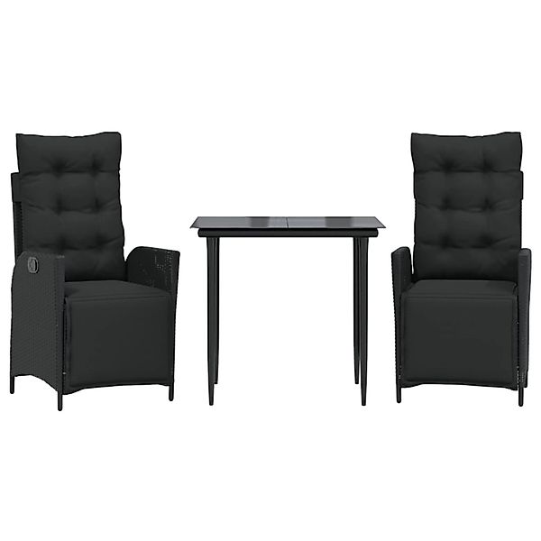 vidaXL 3-Tlg Garten-Essgruppe mit Kissen Schwarz Poly Rattan 3213392 günstig online kaufen