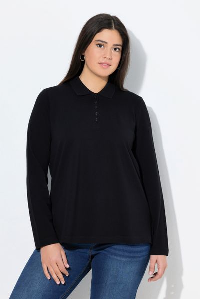 Ulla Popken T-Shirt Poloshirt Knopfleiste Polokragen günstig online kaufen