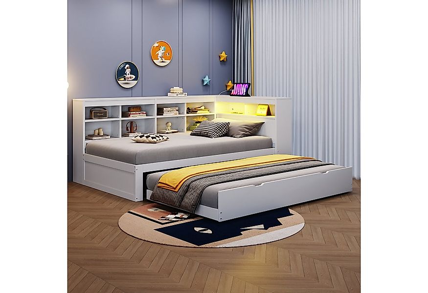 Odikalo Ausziehbett Daybett Schlafsofa USB LED Regal Ablagefächern Stauraum günstig online kaufen