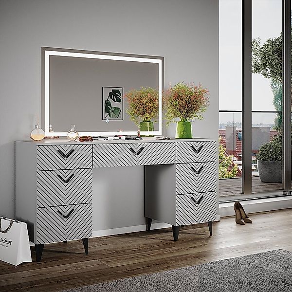 Vicco Schminktisch Anett, Grau, 150 cm günstig online kaufen