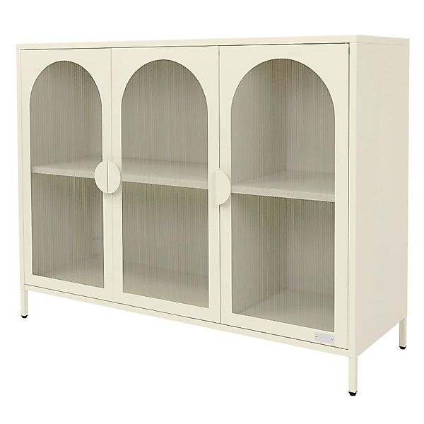 ML-Design Vitrinenschrank aus Stahl 120x93x40 cm Creme mit 3 Türen günstig online kaufen