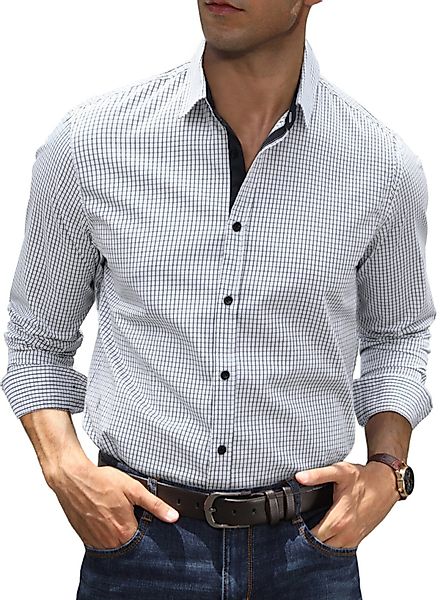JMIERR Karohemd Businesshemd Herren Baumwolle Trachtenhemd günstig online kaufen