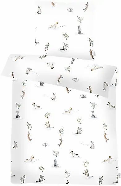 APELT Bettwäsche »Cats GOTS« 2 Stk. tlg. Katzenmotive günstig online kaufen