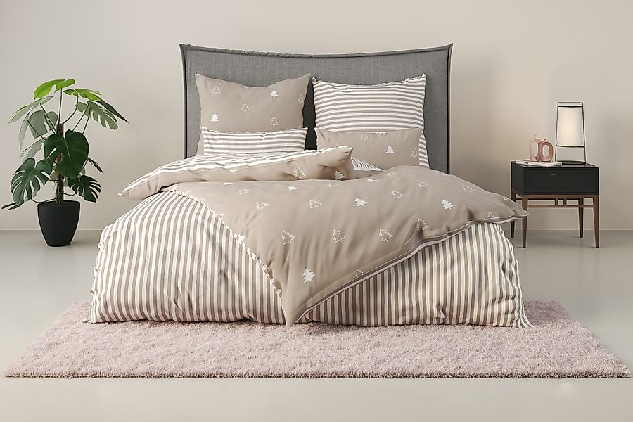 andas Wendebettwäsche "JULIE" 2 tlg. Bettwäsche mit Tannenbäumen, Baumwolle günstig online kaufen