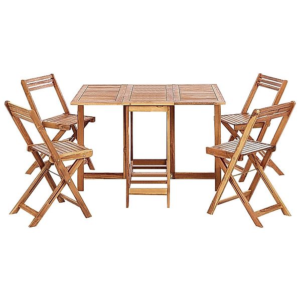 Beliani Gartentisch Set FRASSINE Heller Holzfarbton günstig online kaufen
