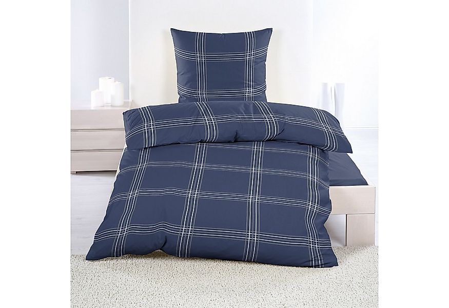 Casa Colori Bettwäsche Kariert Marineblau 135x200 Biber 100% Baumwolle, Bib günstig online kaufen
