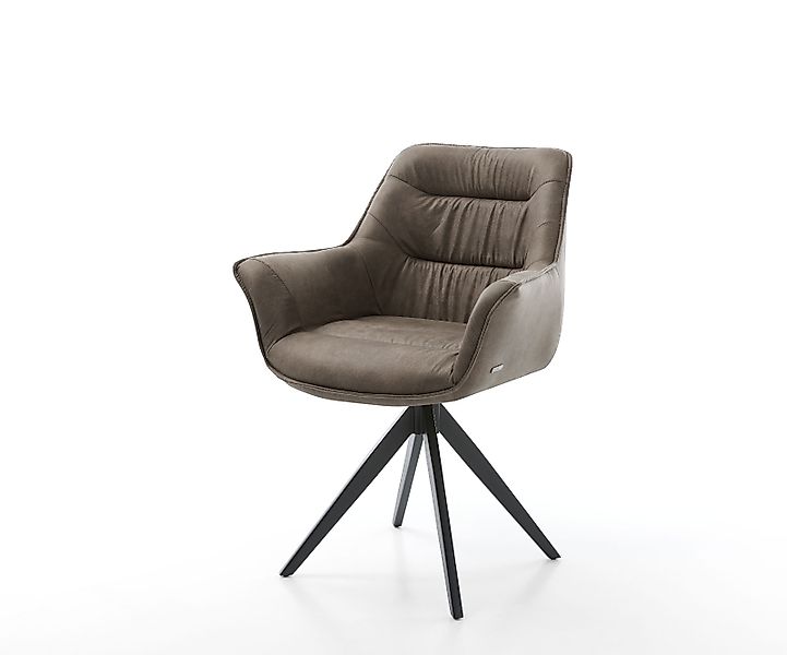 Esszimmerstuhl Kaira-Flex Mikrofaser Taupe Vintage Kreuzgestell kantig Schw günstig online kaufen