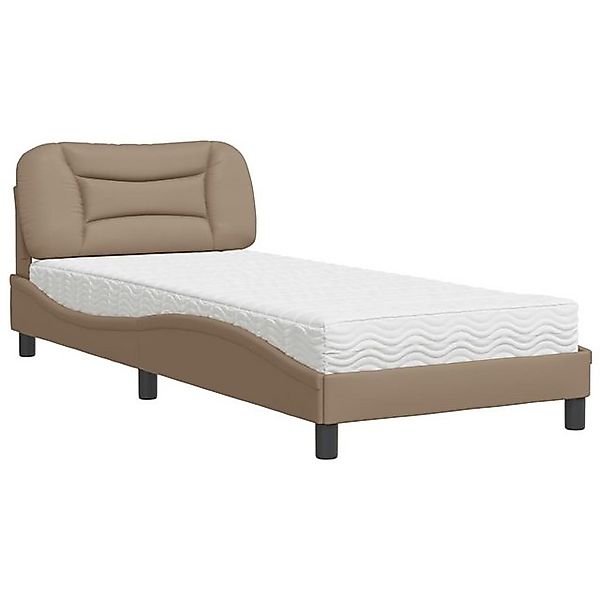 vidaXL Bett Bett mit Matratze "Hvar" Cappuccino-Braun 90x190 cm Kunstleder günstig online kaufen
