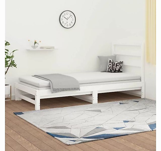 vidaXL Bett Tagesbett Ausziehbar Weiß 2x(90x190) cm Massivholz Kiefer günstig online kaufen
