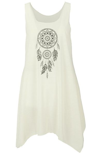Guru-Shop Midikleid Minikleid mit Ethnodruck - creme Traumfänger alternativ günstig online kaufen