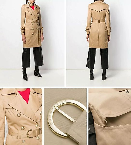 Balmain Trenchcoat Balmain Double-Breasted Golden Button Belted Trench Coat günstig online kaufen