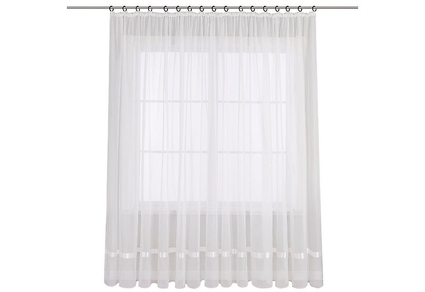 Joyswahl Gardine Maja (1 St), Kräuselband, transparent, mit Satinband, Scha günstig online kaufen