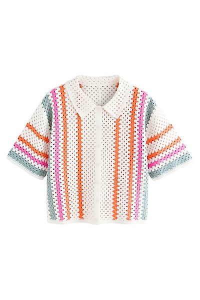 Next Kurzarmbluse Kurzärmeliges Relaxed Fit Hemd mit Häkeldetail (1-tlg) günstig online kaufen