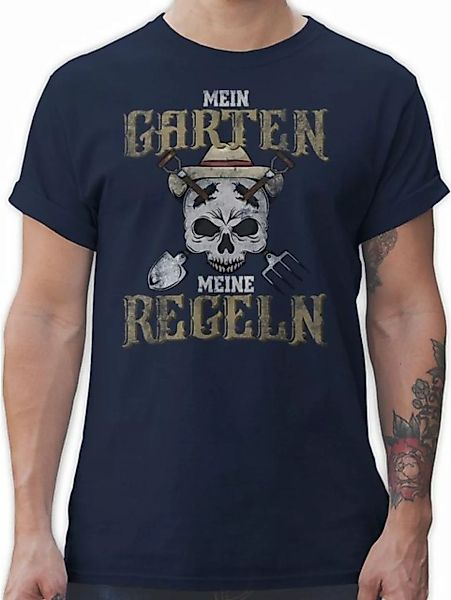 Shirtracer T-Shirt Mein Garten Meine Regeln - Vintage Totenkopf Hobby Outfi günstig online kaufen
