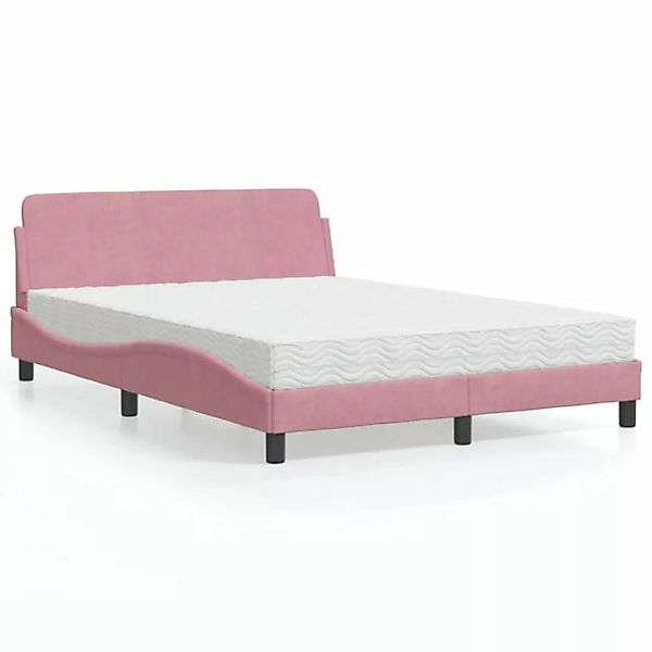 vidaXL Bett Bett mit Matratze Rosa 140x190 cm Samt günstig online kaufen