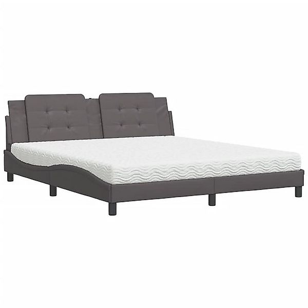 vidaXL Bettgestell, Bett mit Matratze Grau 180x200 cm Kunstleder günstig online kaufen
