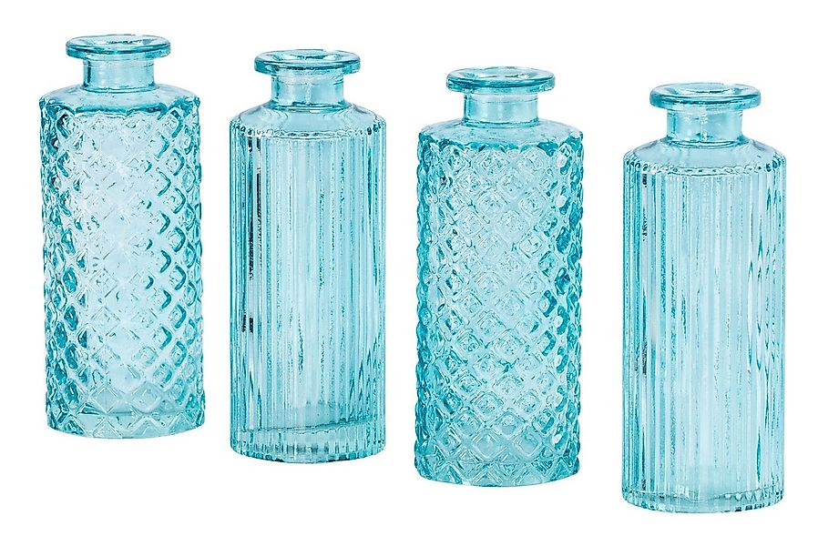 Levandeo® Dekovase, 4er Set Vase Türkis H13cm Glas Blumenvase Retro Tischde günstig online kaufen