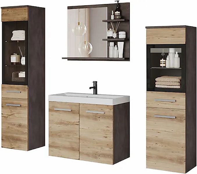 welltime Badmöbel-Set »MADRIT« Komplett-Set, mit Waschbecken, 5 Stk. tlg. günstig online kaufen