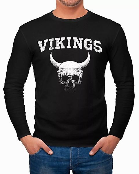 Neverless Longsleeve Herren Longsleeve Wikinger-Helm Skull günstig online kaufen