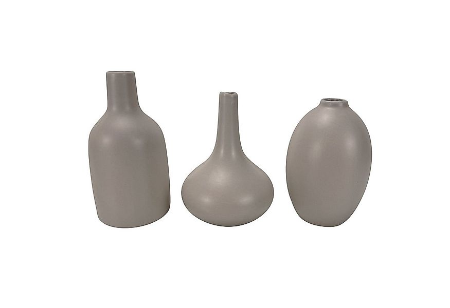 Online-Fuchs Dekovase 3er Set kleine moderne Blumenvasen in Grau, rund (für günstig online kaufen