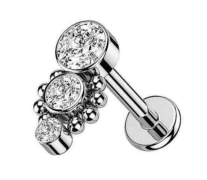 Taffstyle Piercing-Set Piercing Stecker drei Kristalle aus Chirurgenstahl f günstig online kaufen