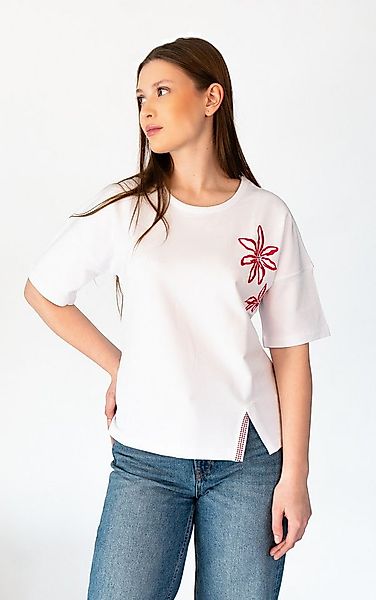 Passioni T-Shirt mit Blumenstickerei günstig online kaufen