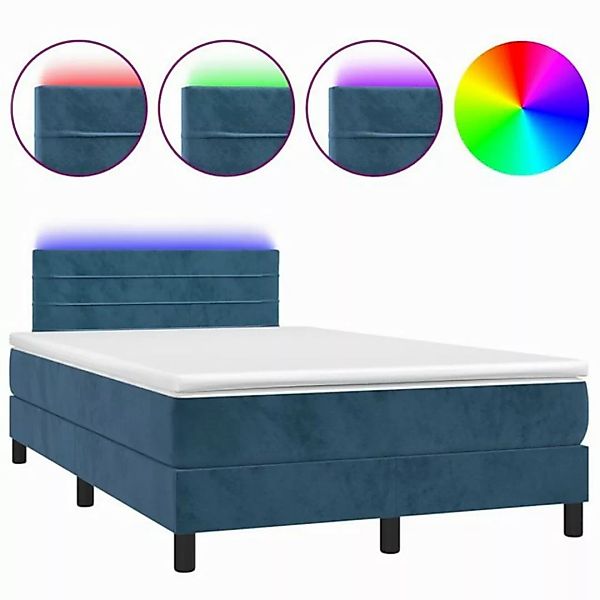 vidaXL Boxspringbett Boxspringbett mit Matratze LED Dunkelblau 120x200 cm S günstig online kaufen