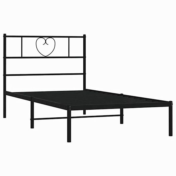 vidaXL Bettgestell Bettrahmen mit Kopfteil Metall Schwarz 75x190 cm Bett Be günstig online kaufen