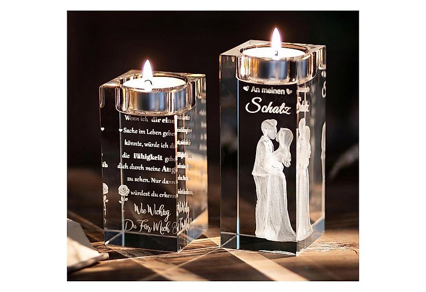 LuxusKollektion Teelichthalter Kristall Teelichthalter 3D Gravur Partner Ge günstig online kaufen