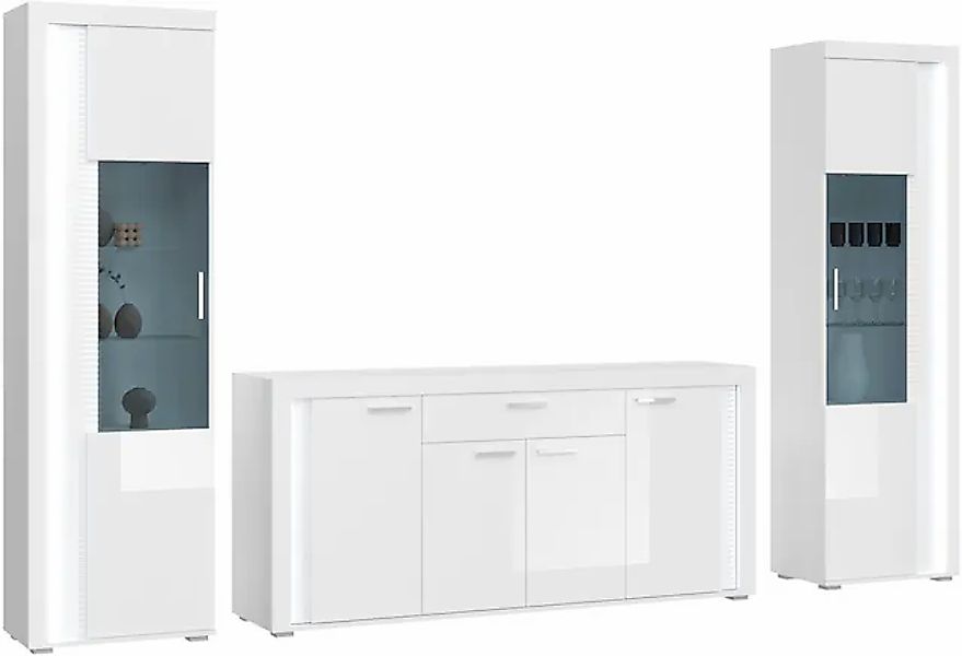 INOSIGN Wohnwand »Viborg, 3-teiliges Set, inkl. vertikaler Frontbeleuchtung günstig online kaufen