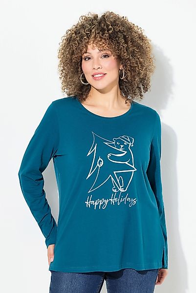 Ulla Popken Longsleeve Weihnachtsshirt Classic Rundhals günstig online kaufen