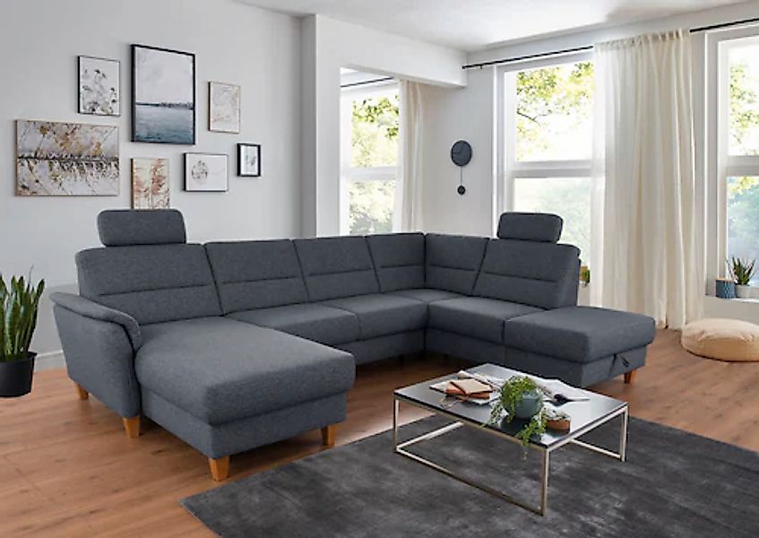 Home affaire Wohnlandschaft »Palmera U-Form, B: 308 cm« optional Bettfunkti günstig online kaufen