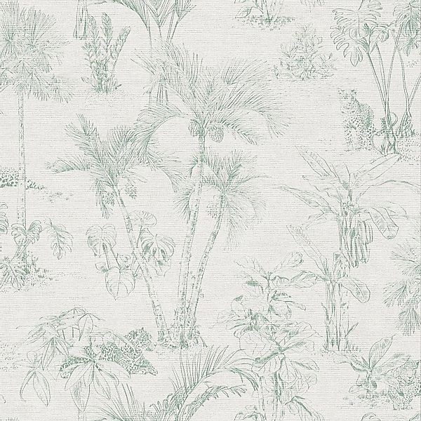 PROFHOME 380212-GU Natur Tapete Palmen Matt Grau Grün 0,53 m x 10,05 m 5,33 günstig online kaufen