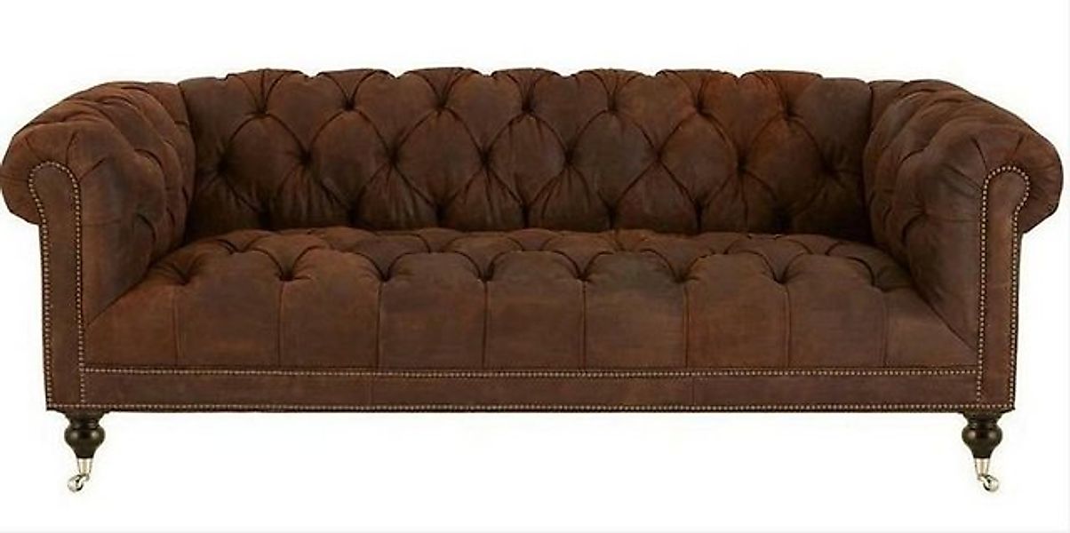 JVmoebel Chesterfield-Sofa Braun Dreisitzer Leder Sofa Möbel Samt Stoff Bra günstig online kaufen