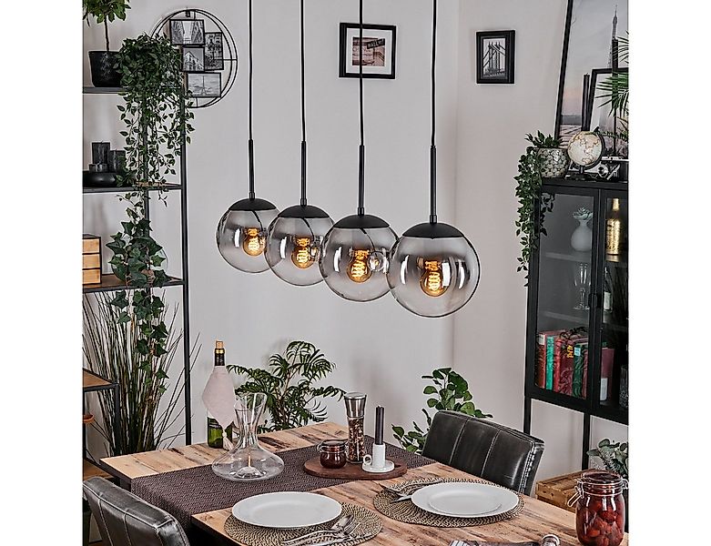 hofstein Hängeleuchte Hängelampe aus Metall/Glas in Schwarz/Rauchfarben/Kla günstig online kaufen