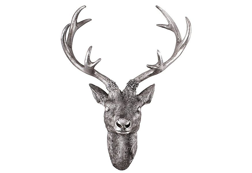 Mojawo Wanddekoobjekt Hirschgeweih Hirschkopf Geweih 10-Ender Silber Optik günstig online kaufen