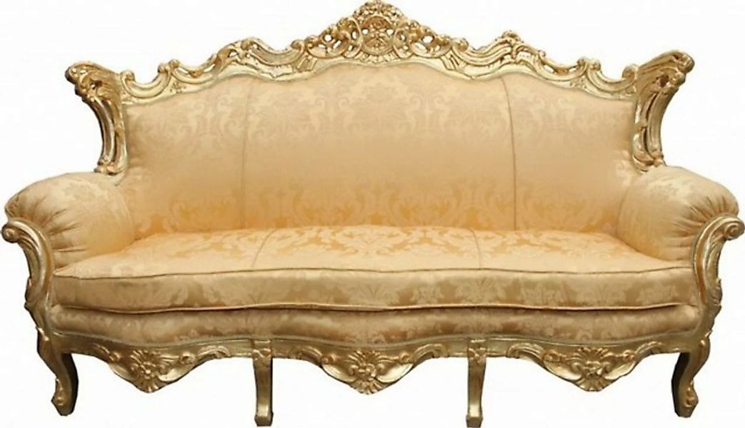 Casa Padrino Sofa Barock Sofa Master Gold Flowers Muster / Gold - Wohnzimme günstig online kaufen