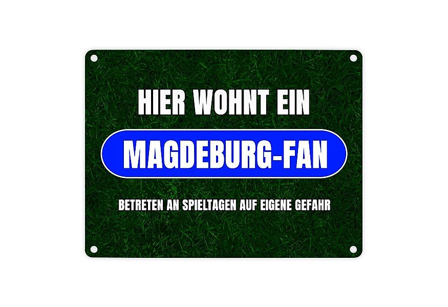 speecheese Metallschild Hier wohnt ein Magdeburg-Fan Metallschild in 15x20 günstig online kaufen